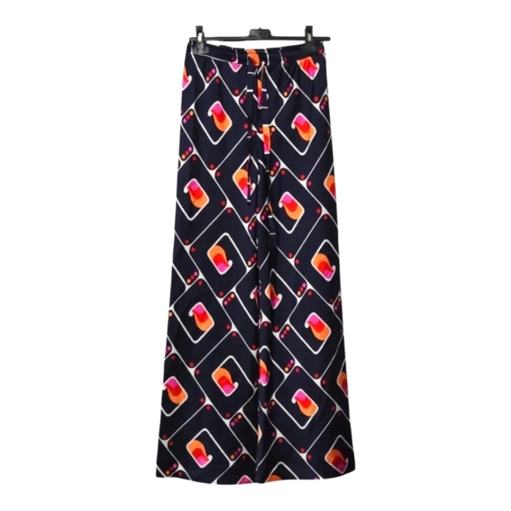 Zara Geometric Print Wide Leg Satin Pants - Picture 2 of 8